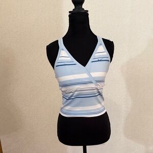 NEW YEAR, NEW YOU! Nike Light Blue and White Striped Wrap Tank Top